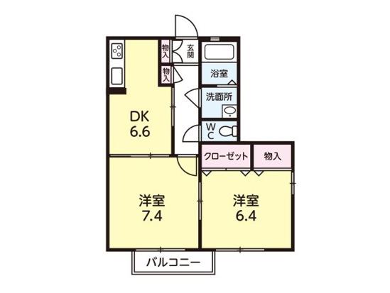 ラ・オリゾンテ(2DK/2階)の間取り写真