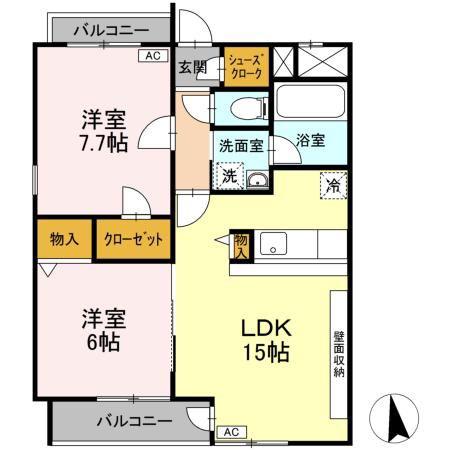 リヴェースよこい(2LDK/2階)の間取り写真