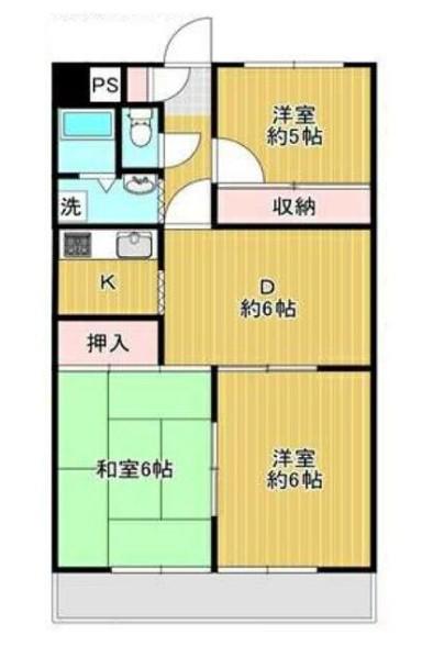 メゾン須賀(3DK/4階)の間取り写真