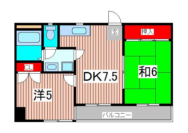 ハイグレード・BUN(2DK/3階)の間取り写真