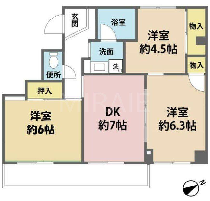 マルヤス3(3DK/2階)の間取り写真