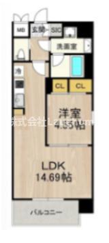 レオングラン本町橋(1LDK/8階)の間取り写真