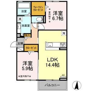 プログレス(2LDK/3階)の間取り写真
