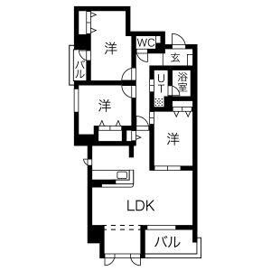 コルティーレ マルフク(3LDK/3階)の間取り写真