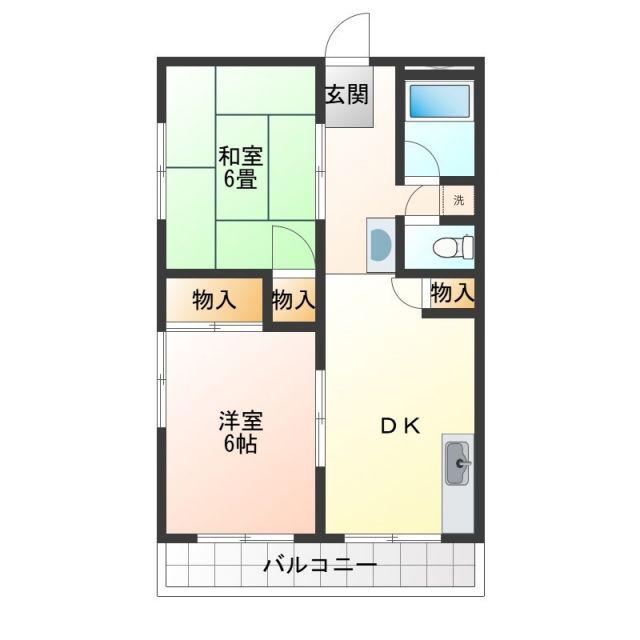 STELLA GARDEN水戸白梅(2DK/1階)の間取り写真