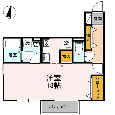 アルファーム B棟(ワンルーム/1階)の間取り写真