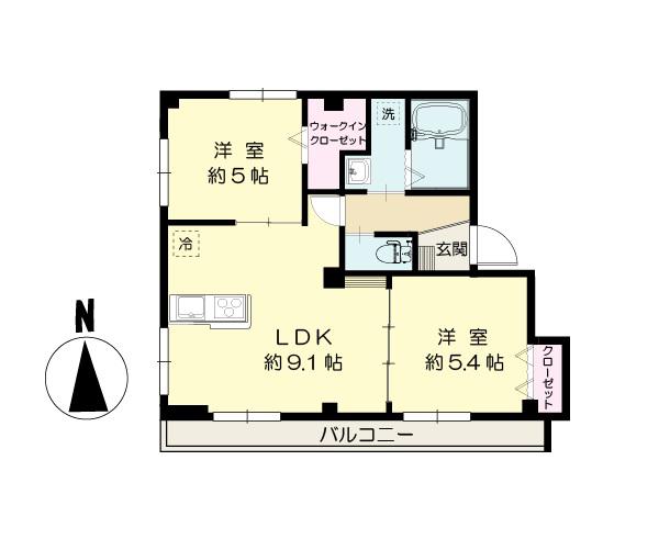 PANA VIEUNO II(2LDK/3階)の間取り写真