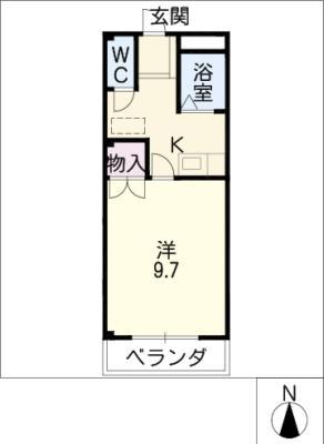 レインボーマンション中山(1K/2階)の間取り写真