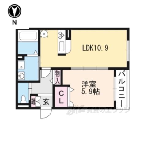 ビューハイツ小野2(1LDK/1階)の間取り写真