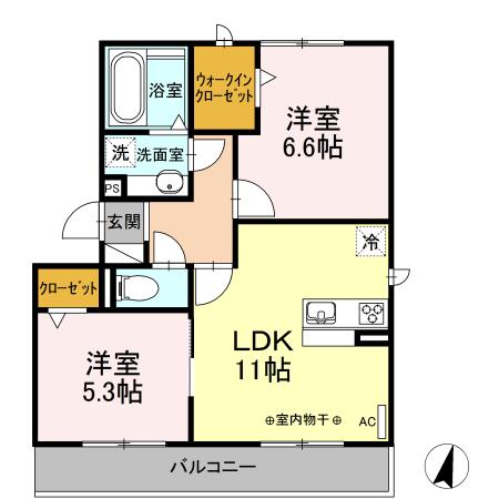APRICUS(2LDK/2階)の間取り写真