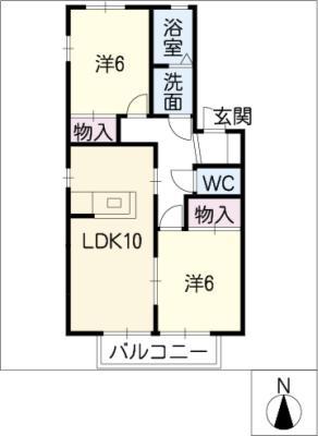 メゾン・ド・ラメール(2LDK/2階)の間取り写真