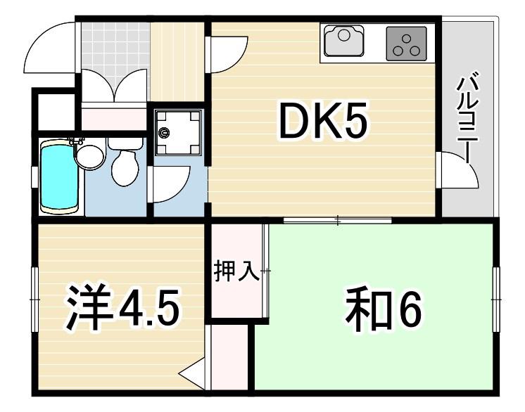 東灘本庄町アーバンコンフォート(2DK/1階)の間取り写真