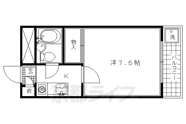 サウザンポイント(1K/5階)の間取り写真