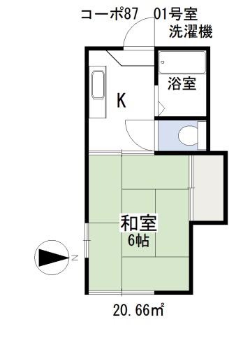 コーポ87(1K/1階)の間取り写真