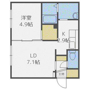 PURECLAIR(1LDK/1階)の間取り写真