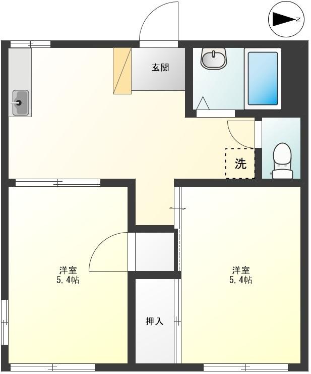 メゾン新町(2DK/2階)の間取り写真