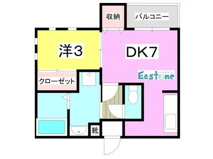 スマイラックス郡元(1DK/2階)の間取り写真