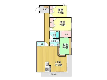 シャーメゾン岩沼中央(3LDK/3階)の間取り写真