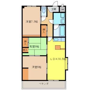 ガーデン山内5(3LDK/5階)の間取り写真