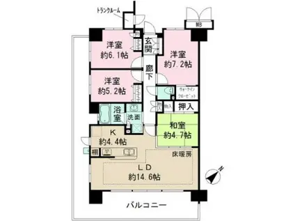 ザ・レジデンス廿日市駅前(4LDK/4階)の間取り写真