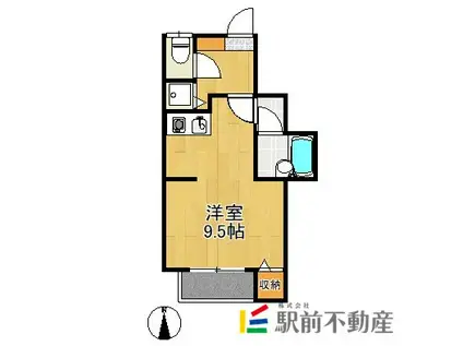 リアンジュB(ワンルーム/2階)の間取り写真