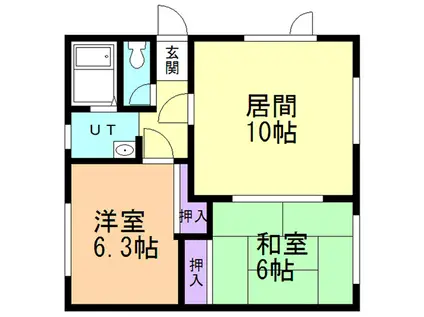 野宮マンション(2LDK/2階)の間取り写真