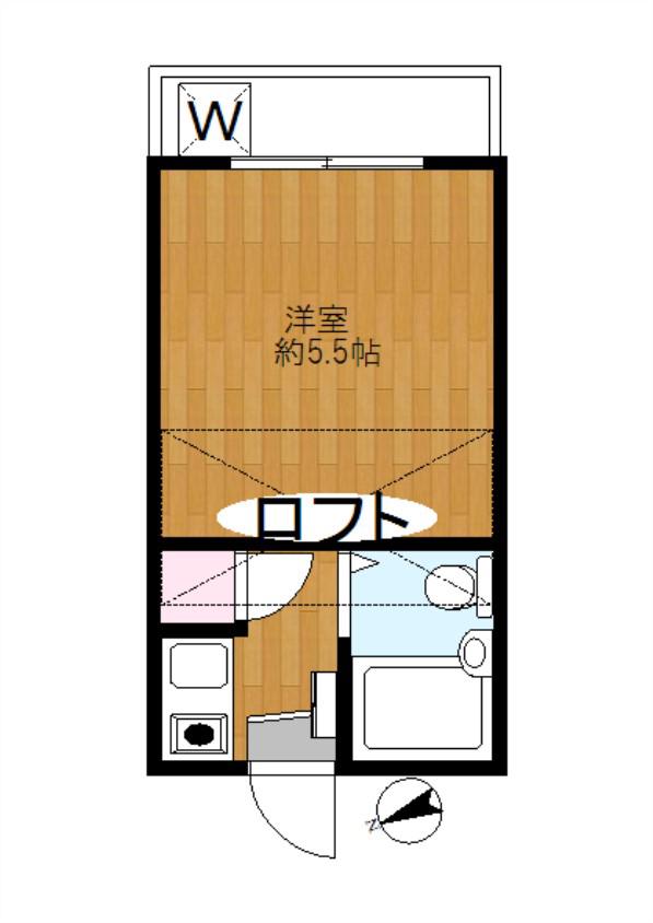 レオパレス千駄木B(1K/2階)の間取り写真