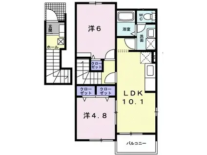 メゾン・ルミエールE(2LDK/2階)の間取り写真