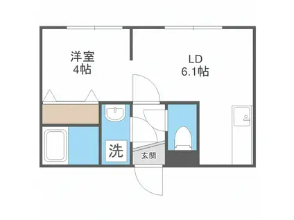 FILL RISE(1LDK/3階)の間取り写真