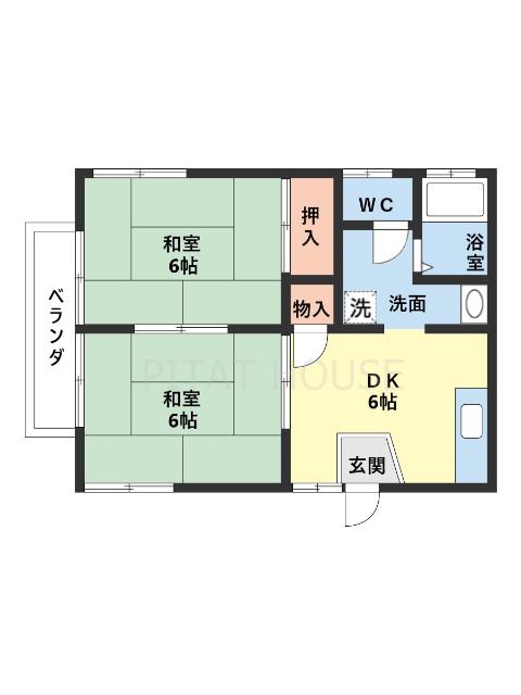 アメニティ東松江(2DK/1階)の間取り写真