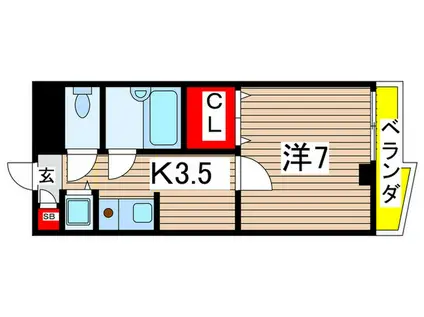 グランデュール吉武(1K/2階)の間取り写真