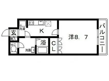 ルミナス松山(1K/2階)の間取り写真