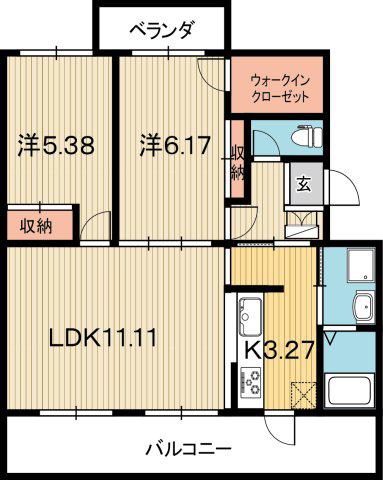TERRACE I(2LDK/2階)の間取り写真