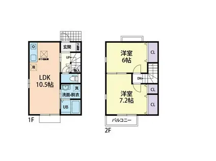 ラ・メール 壱番館(2LDK/1階)の間取り写真