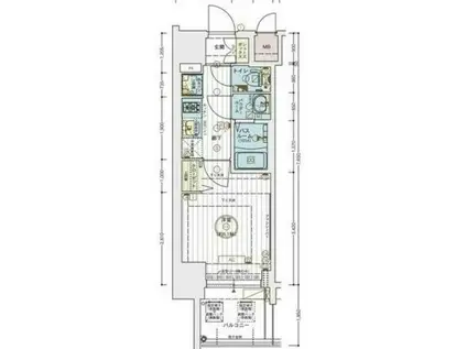 エステムコート神戸グランスタイル(1K/13階)の間取り写真
