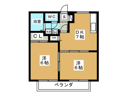 廣美ハイツ(2DK/2階)の間取り写真