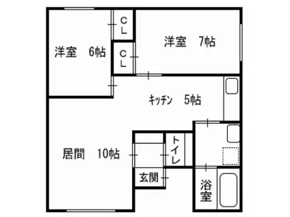 第7石塚コーポ(2LDK/2階)の間取り写真