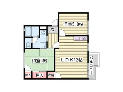 ハイツメイプルタウン B棟(2LDK/2階)の間取り写真