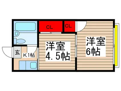 グリーンヒル東習志野(2K/1階)の間取り写真