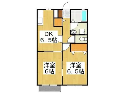 あさひリバージュB(2DK/2階)の間取り写真