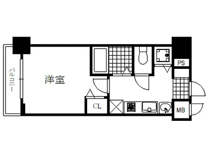 ララプレイス三宮東アスヴェル(1K/2階)の間取り写真