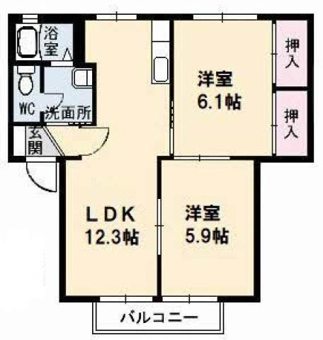シャーメゾン大原A(2LDK/1階)の間取り写真