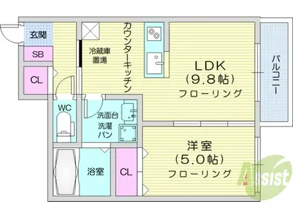 ラ・コッリーナ市名坂(1LDK/1階)の間取り写真