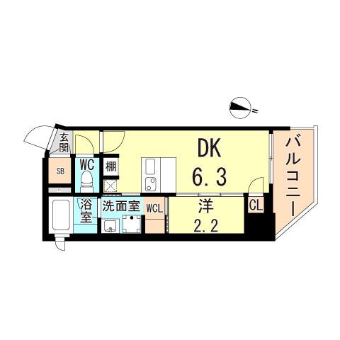 ネクストステージ神戸元町(1DK/8階)の間取り写真