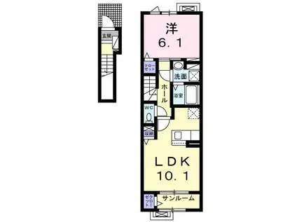 ラウレア(1LDK/2階)の間取り写真