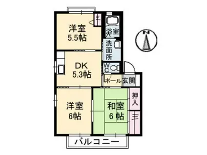 シャーメゾン東割A(3K/1階)の間取り写真