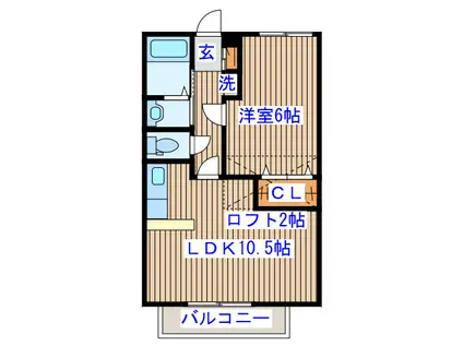カーサ・ミハス(1LDK/2階)の間取り写真