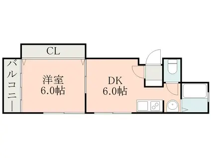 アイル鹿児島(1DK/2階)の間取り写真