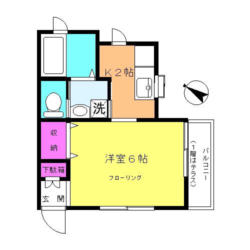 パシモTS(1K/1階)の間取り写真