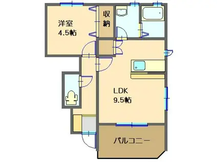 プルミエール B(1LDK/1階)の間取り写真